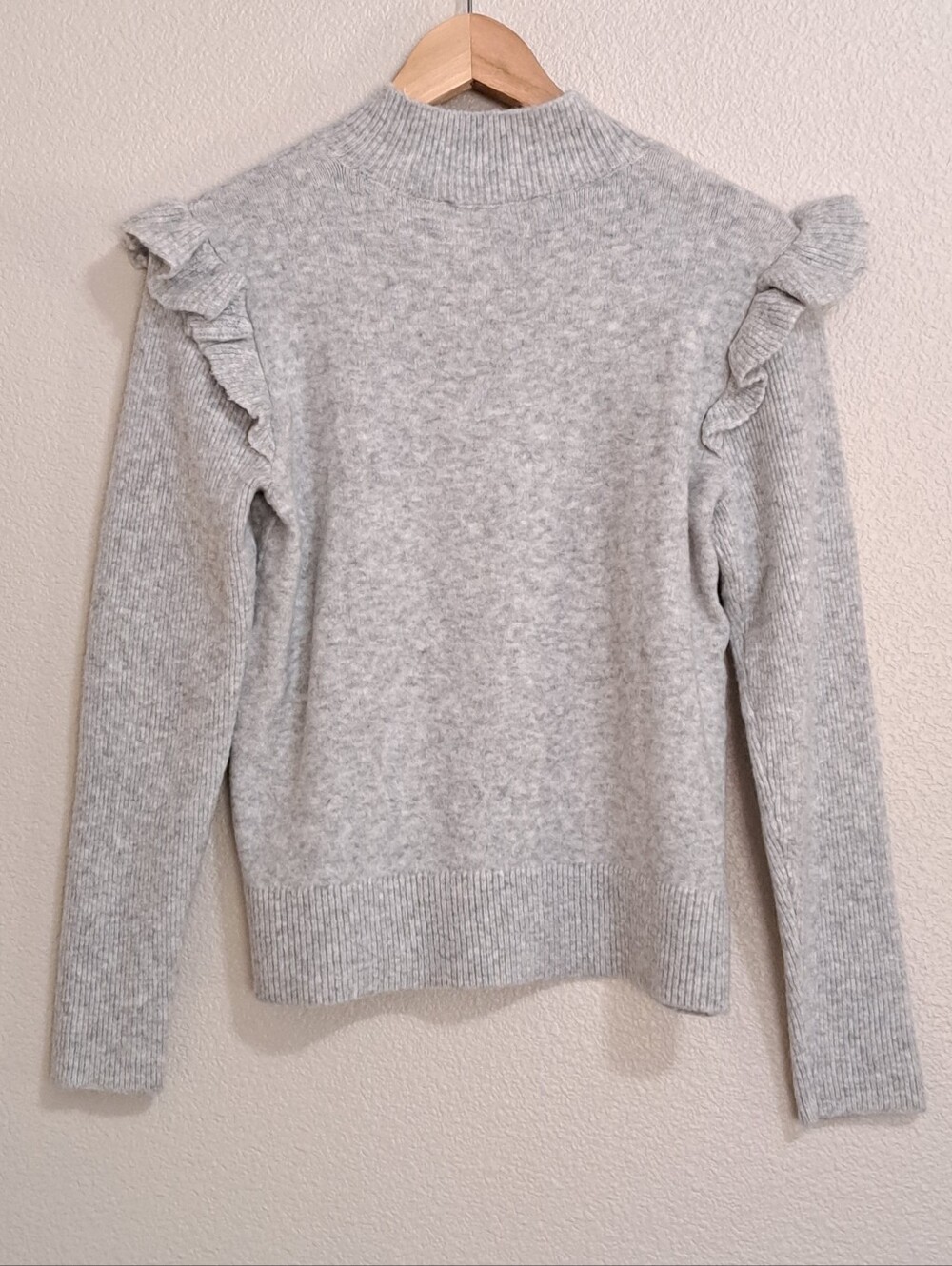 Loft Shoulder Ruffle Mock Neck Sweater Small - Picture 6 of 8